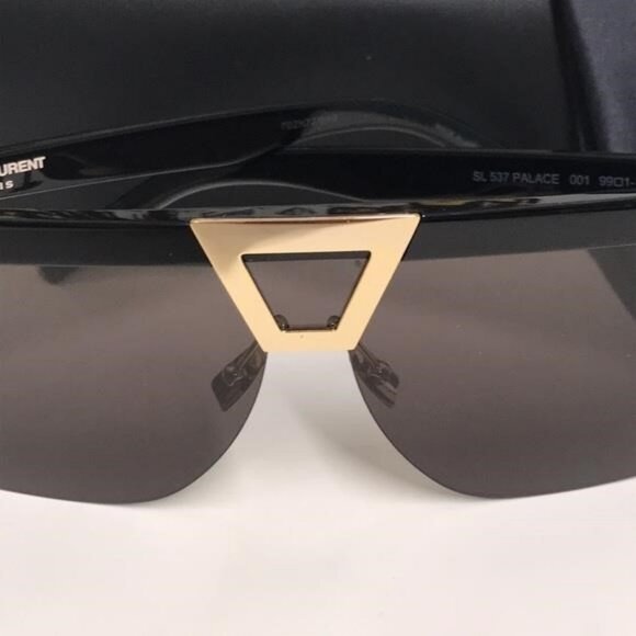 New Authentic Saint Laurent SL 537 Palace 001 – Black & Gold Shield Sunglasses - Picture 13 of 13
